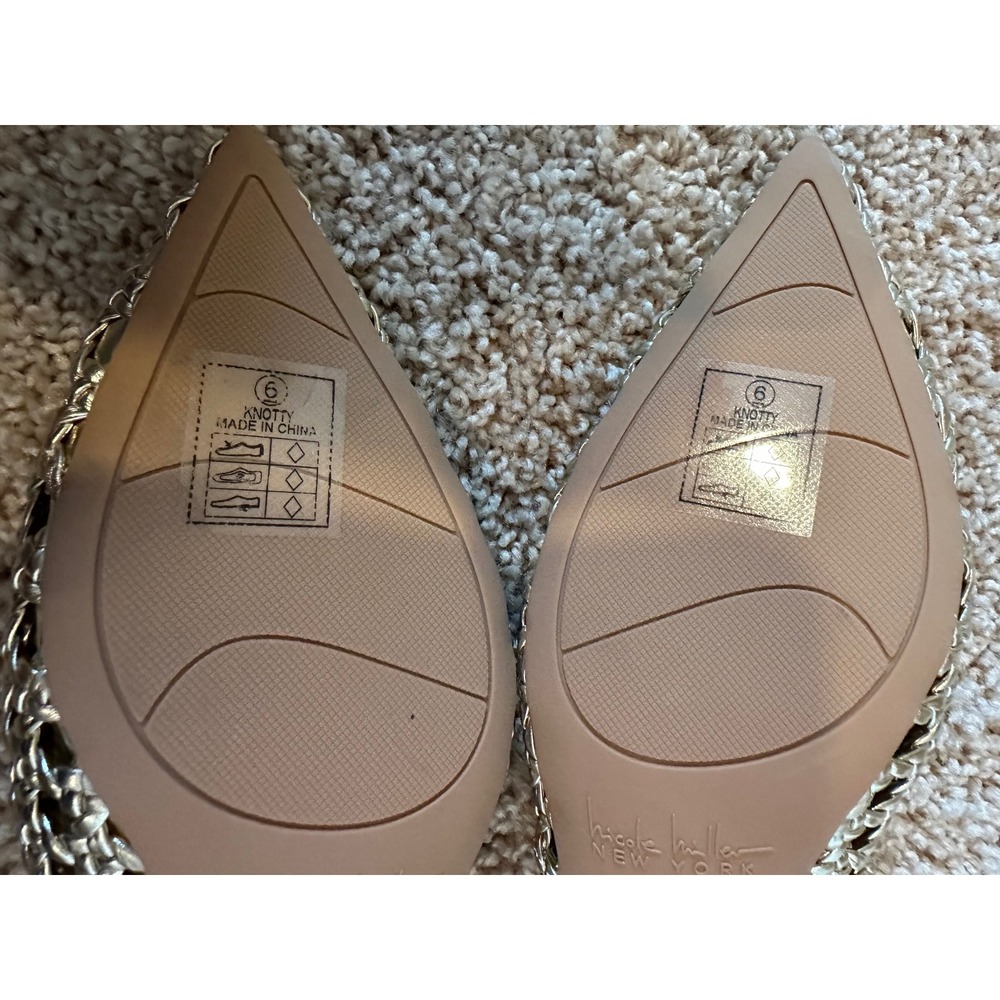 Nicole Miller New York Knotty Gold Woven Slingback Kitten Heels Pumps Womens 6 - Picture 6 of 6